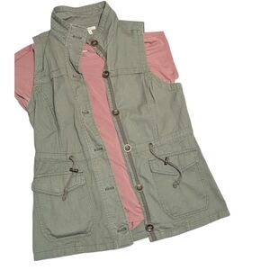 Maurices Olive Green Utility Utility Vest - Lace-Up Back - Medium